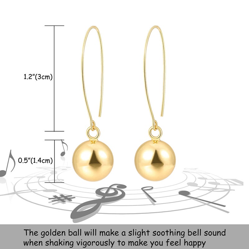SOFYBJA Statement Long Gold Ball Dangle Drop Hoop Earrings for Women 18k Gold Plated Dangling Beaded Earrings - Image 3